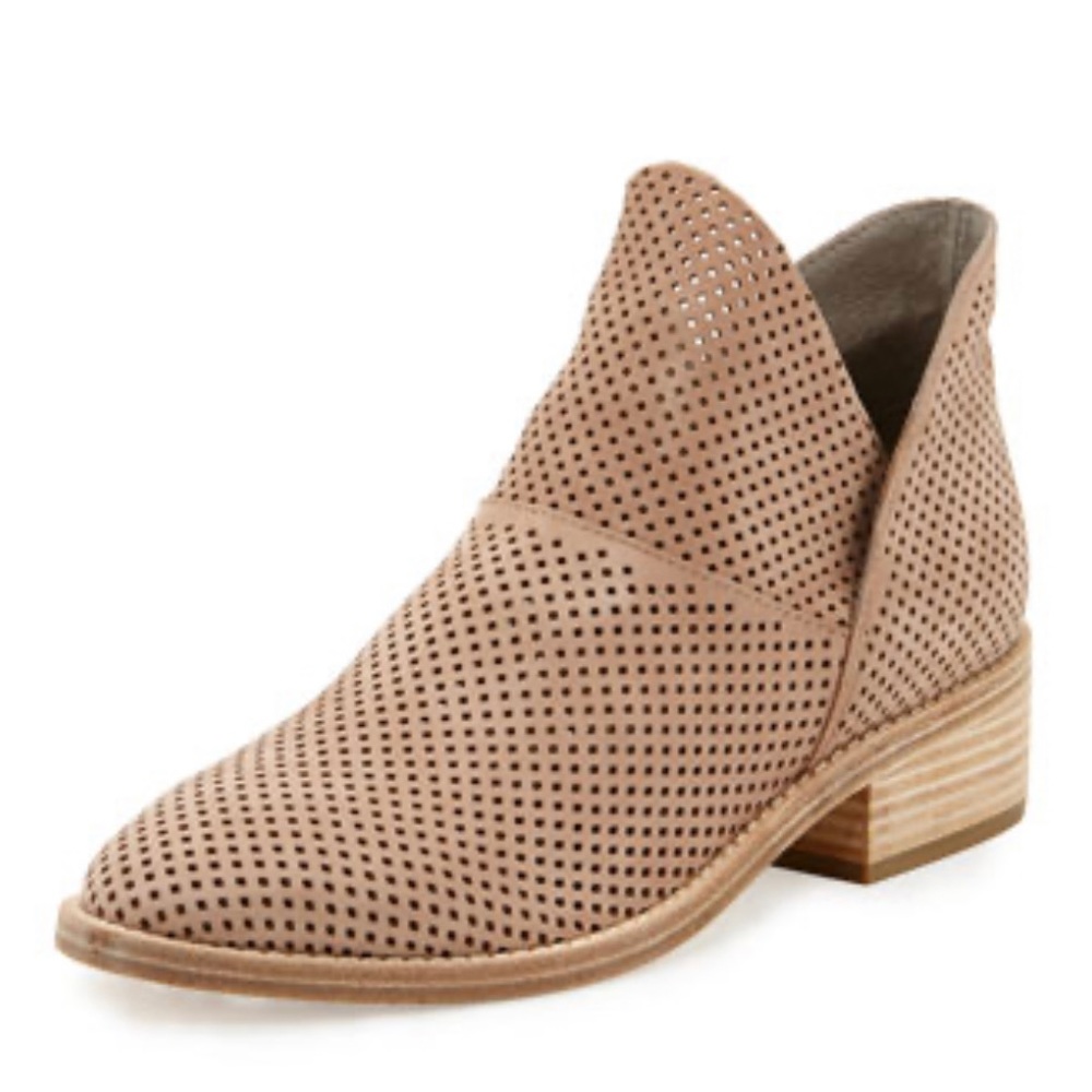 Eileen Fisher perforated leather booties in neutral